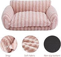 Vista 5 de Hollypet Cama para gatos, mullida, multifuncional, de doble capa, suave para mascotas, sofá ortopédico para gatos y perros pequeños, color rosa