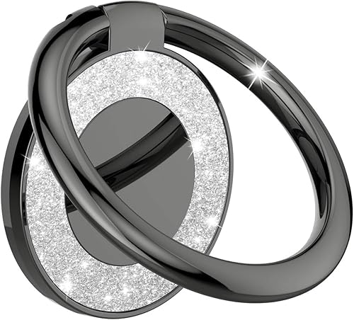 Soporte adhesivo para anillo de teléfono para teléfono y funda de teléfono (negro brillante)