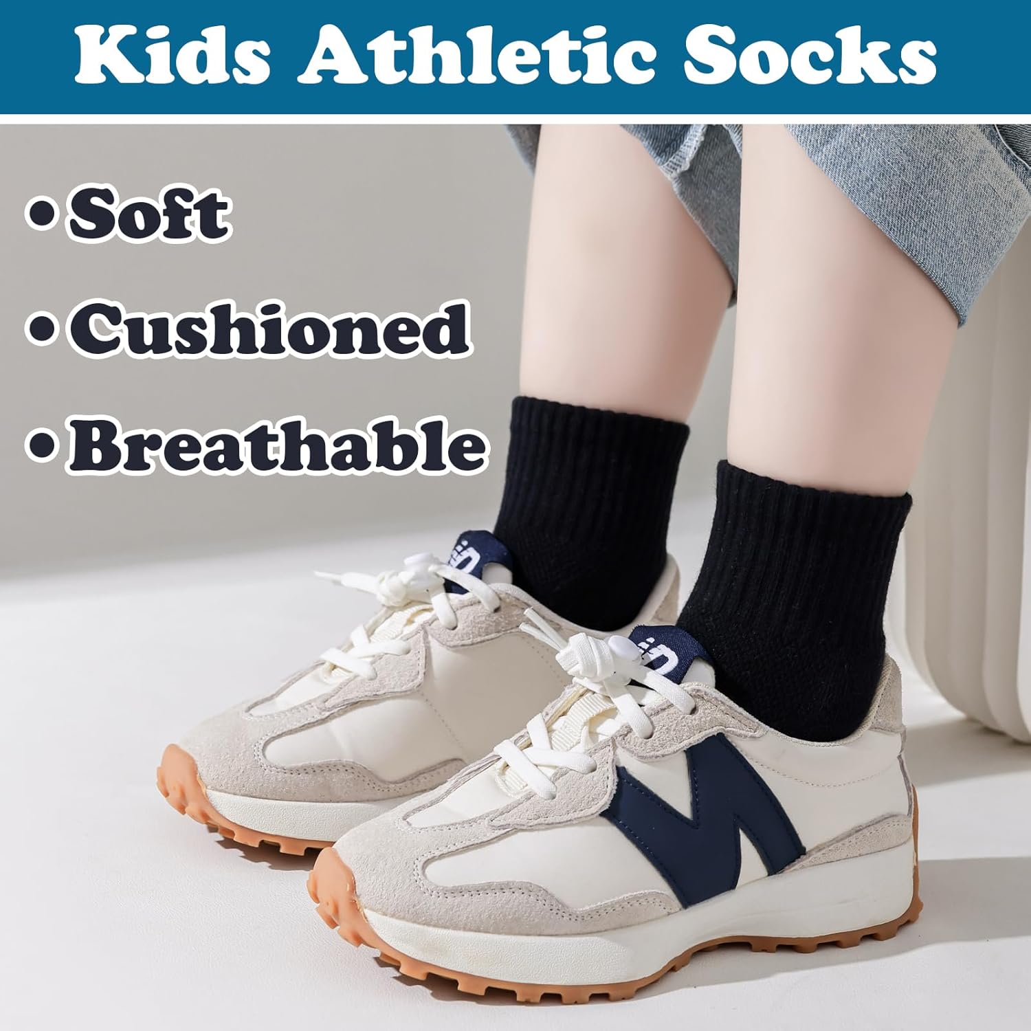 Boys Socks Girls Cushioned Athletic Socks Cotton Mesh Quarter Sock Youth Sport Ankle Sock 4/8 Pairs - Image 4
