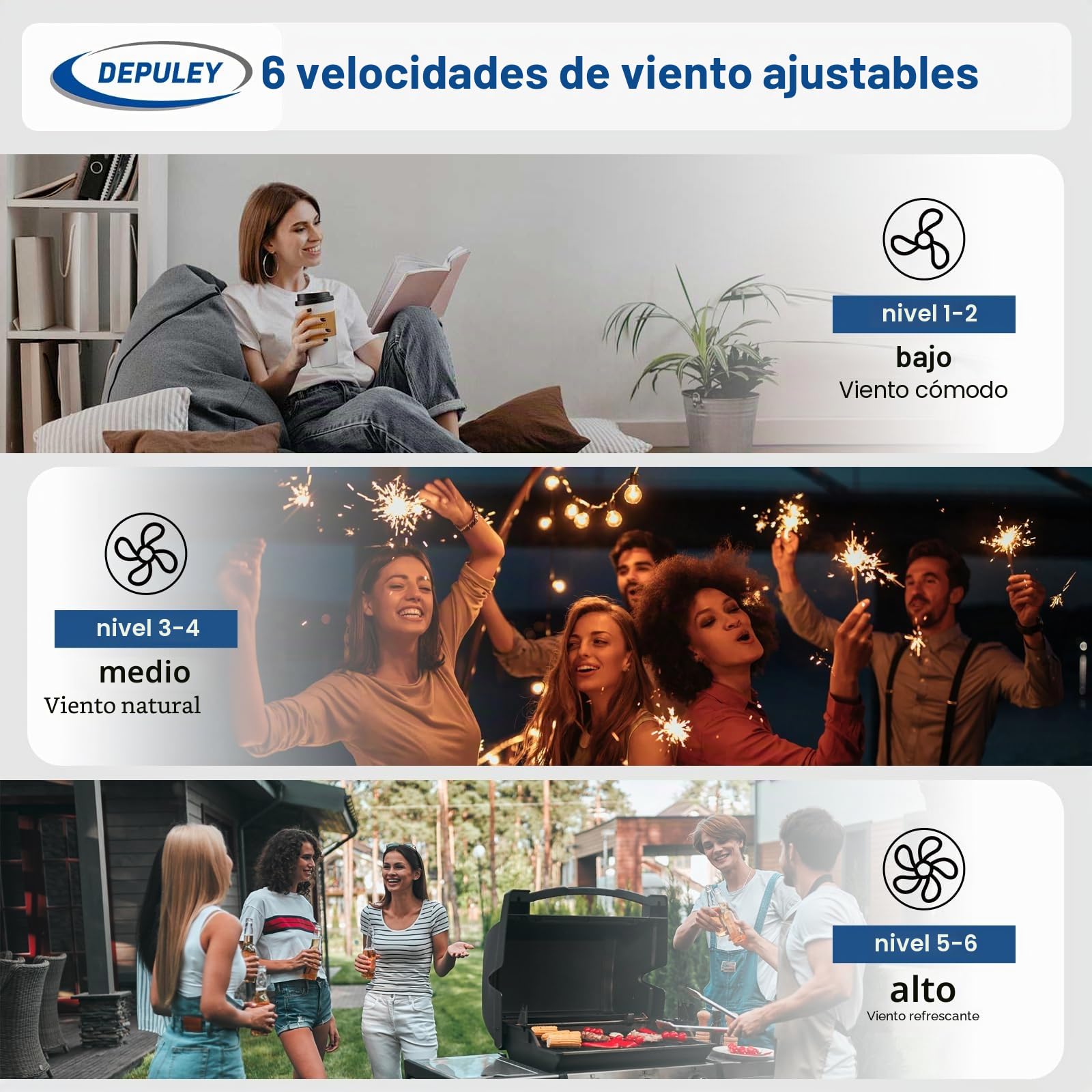 Depuley Ventilador de techo para exteriores con luz: Ventilador colgante negro de 42" para cenador, resistente al agua - Ventiladores enchufables para exteriores para patios con mando a distancia APP