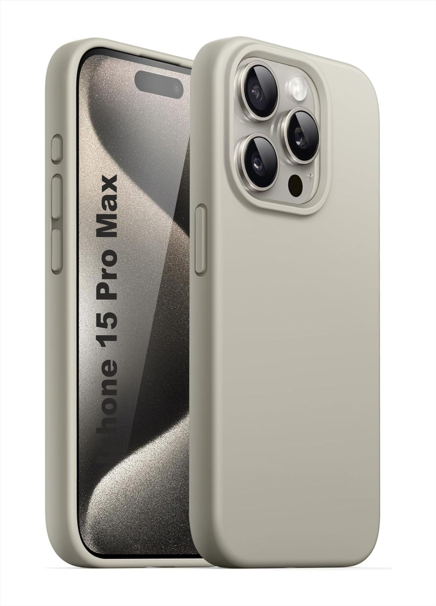 SBMS Silicone Case for iPhone 15 Pro Max 6.7-Inch, Silky-Soft Touch Full-Body Protective Phone Case, Shockproof Cover (Gray)