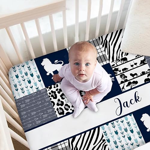Miniatura 8 de Sábanas personalizadas para cuna de bebé para niños y niñas, juego de sábanas ajustables personalizadas para cuna con nombre, juego de sábanas de
