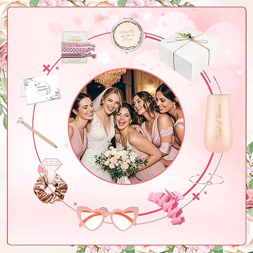 Miniatura 3 de Juego de 4 regalos de propuesta de dama de honor, regalos de boda para dama de honor de 6 onzas, juego de 4 bolsas de propuesta de dama de honor,