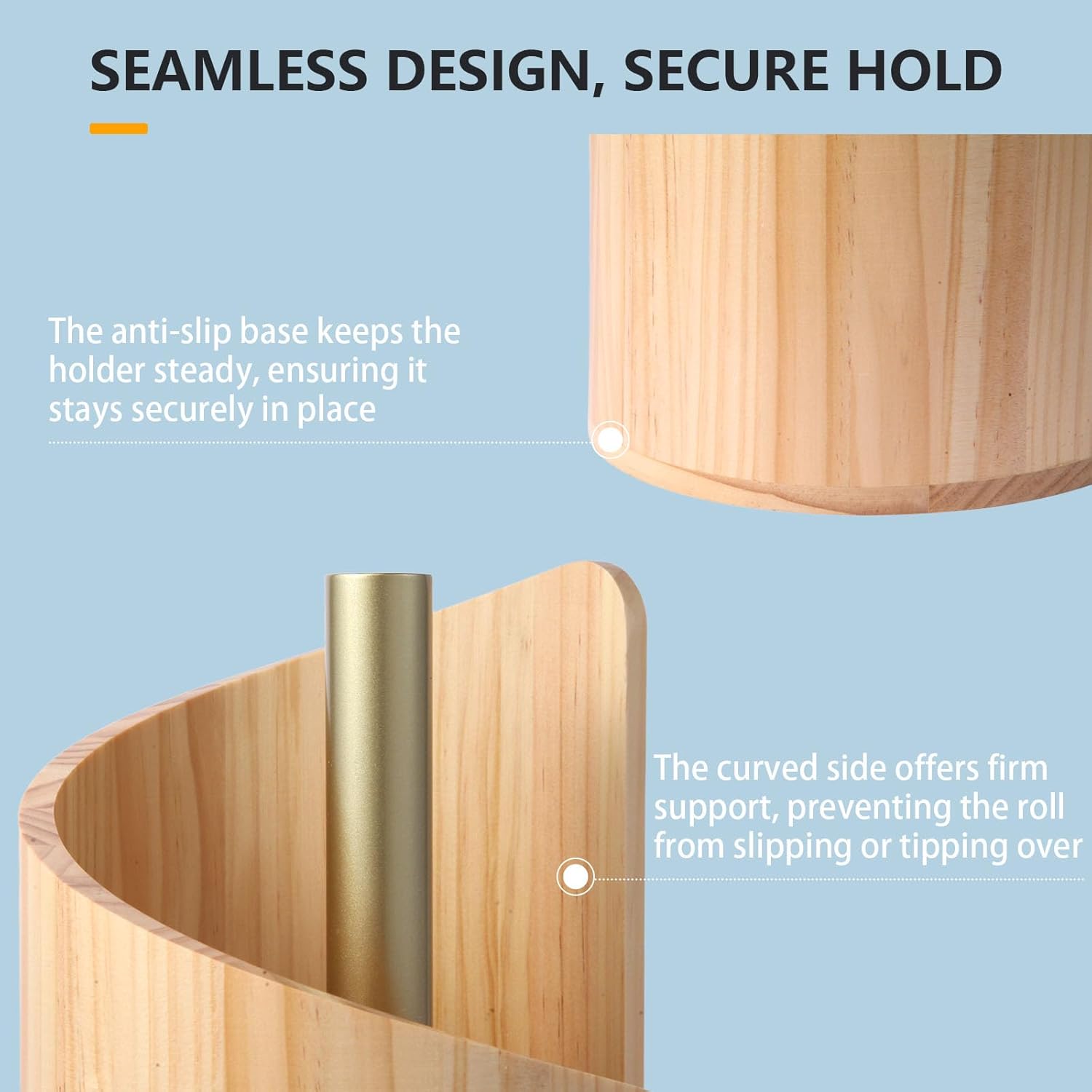 Paper Towel Holder Countertop with Wood Round Base and Iron Holder,Holds Mega Roll,Holder Stand for Kitchen Roll Organize,Wooden Paper Towel Holder for Kitchen Dining Table Home Decor