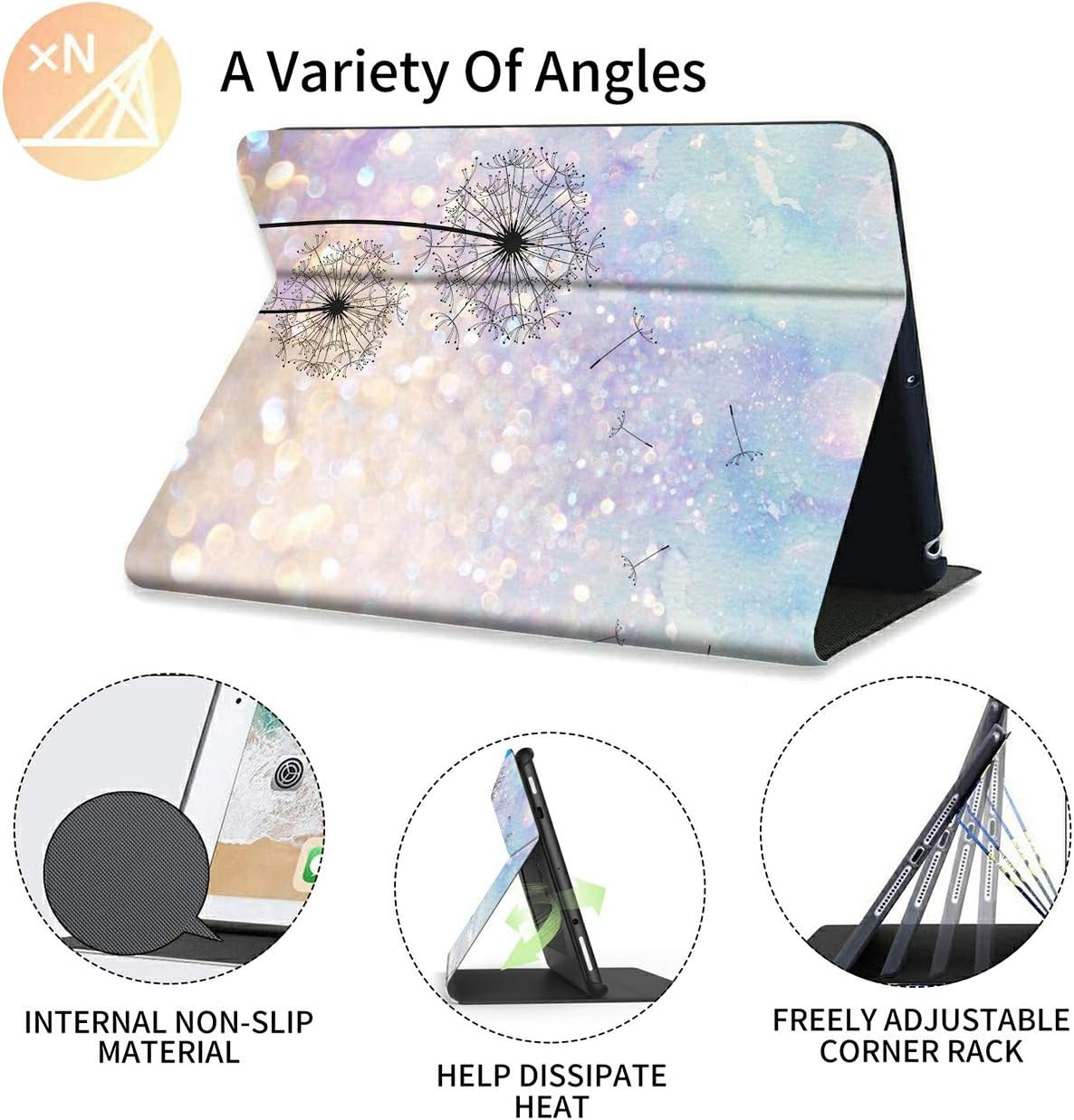 Case for All Amazon Kindle Fire 7 Tablet (9th/7th/5th Generation, 2019/2017/2015 Version), Multi-Angle Anti Slide Folio Stand Smart Cover for Amazon Kindle Fire 7 inch- Dandelion Floral