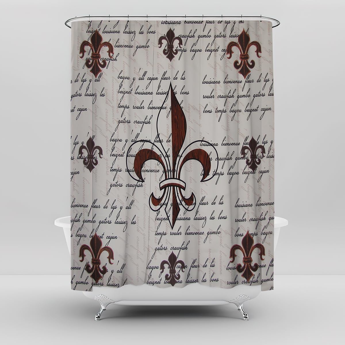Treasure Gurus Fabric Southern Pride Fleur De Lis Shower Curtain Lily Bathroom Accessories French Country Home Bath Decor