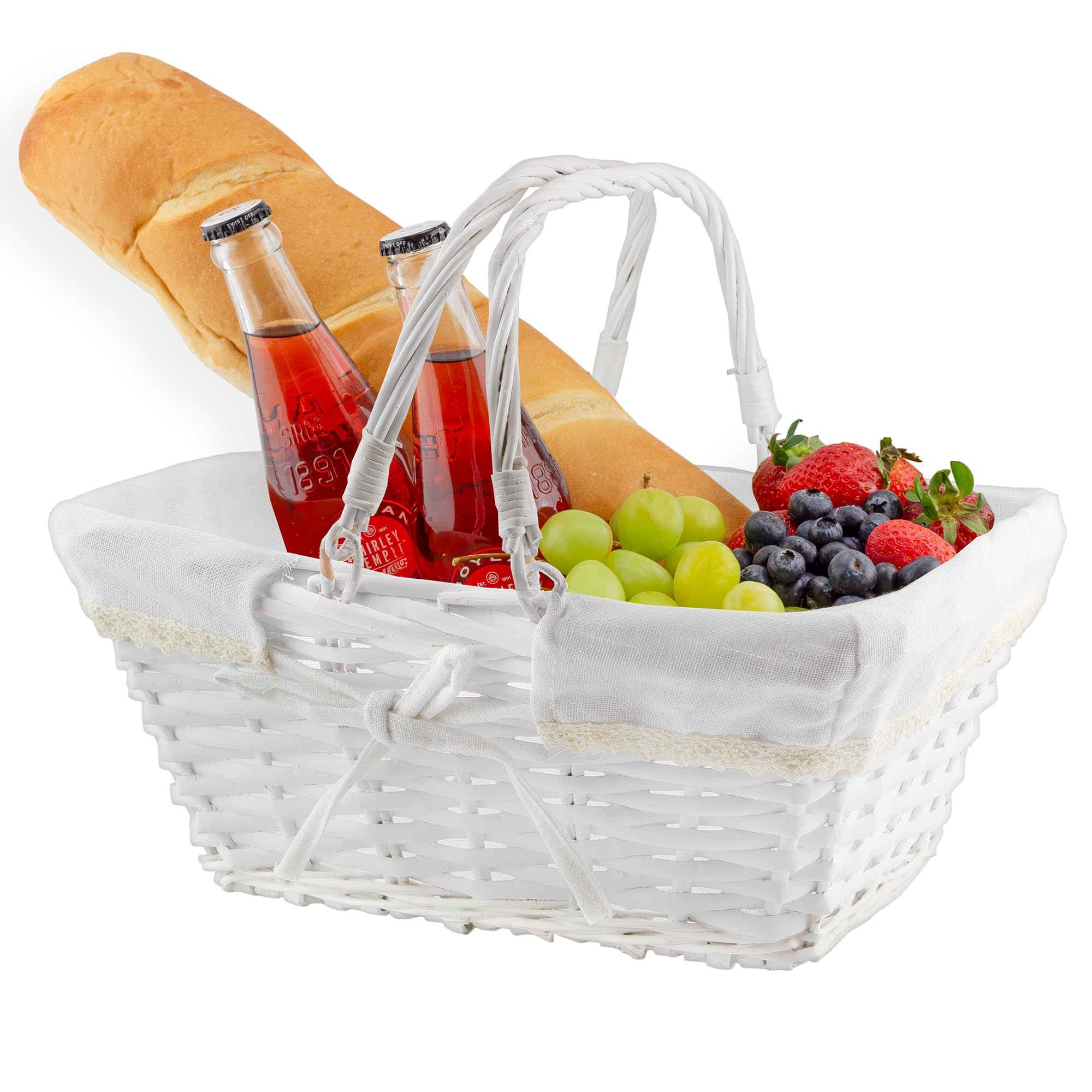 Cornucopia Brands Rectangular Wicker Basket w/Handles (White), Easter Basket, Fall Decor, Flower Girl Basket and More