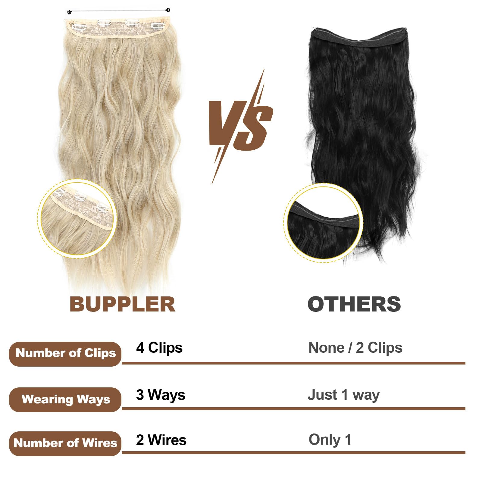 Amazon.com : BUPPLER Halo Hair Extensions 24 Inch Invisible 