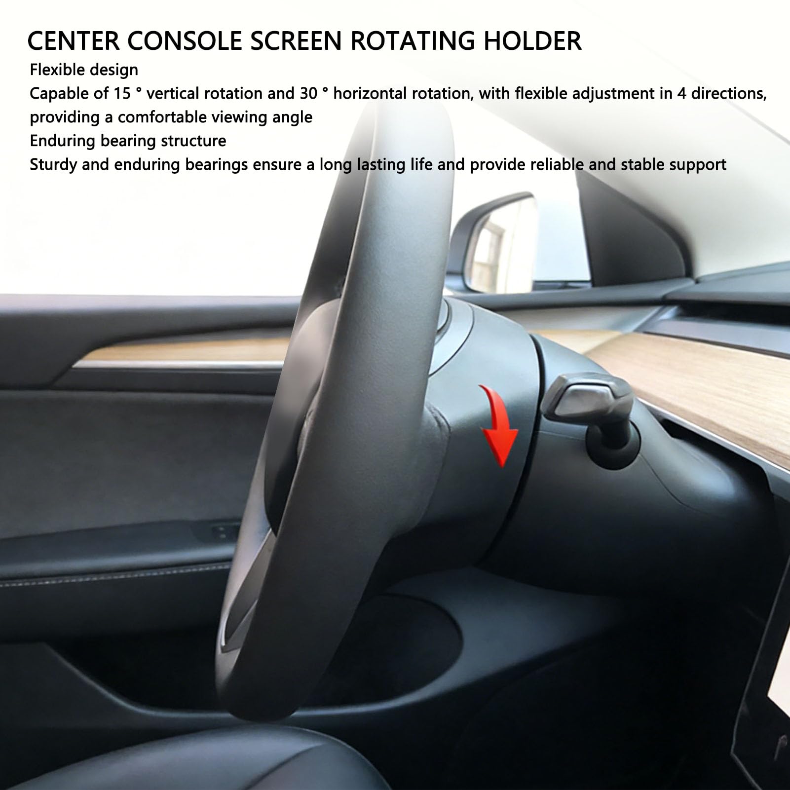 Soporte de Montaje Giratorio para Pantalla Modelo Y Duradero para Modelo Y Apto para Highland 2025-UP Rotación Vertical de 15° Horizontal de 30° Diseño Ergonómico para Navegación por Consola