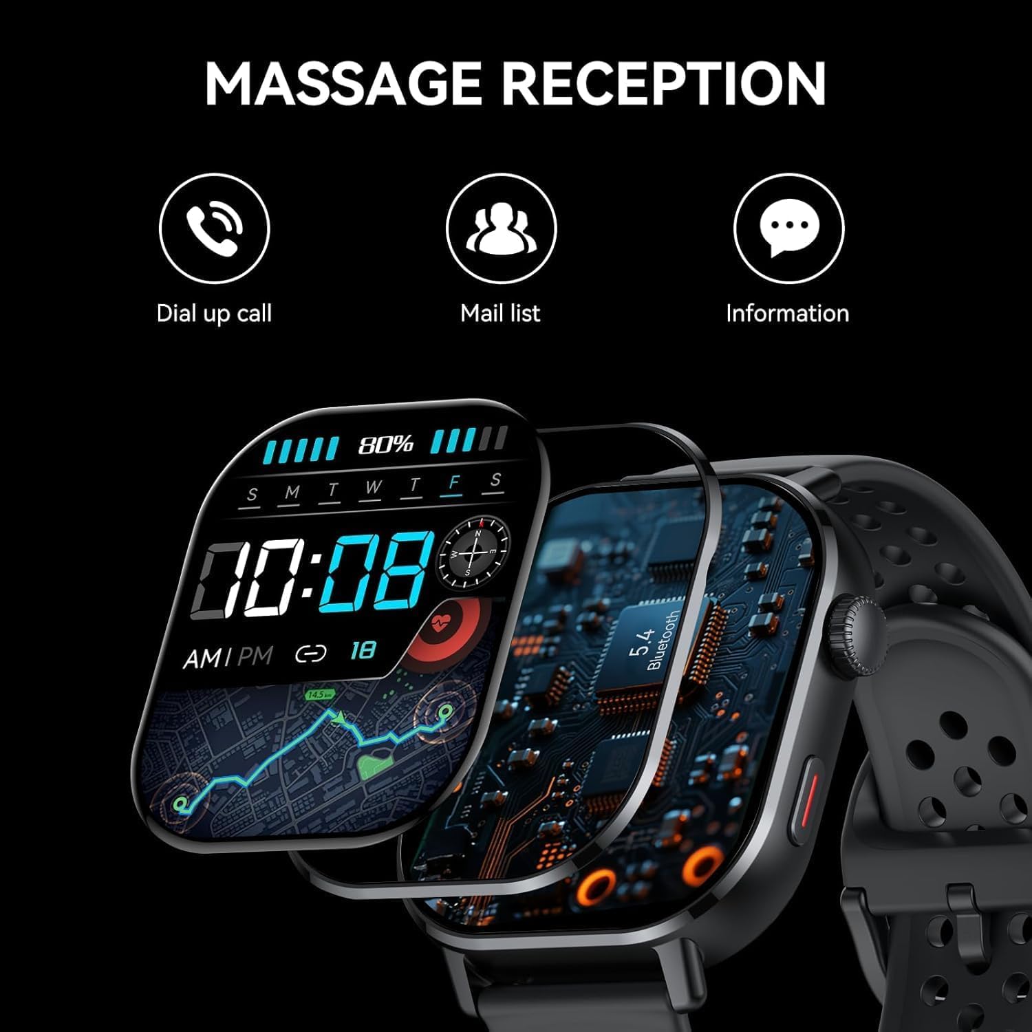 Militär Smartwatch Herren mit GPS, 2.06'' AMOLED Display Smart Watch mit Telefonfunktion, Fitnessuhr für Outdoor, Herzfrequenz, Schlafmonitor, 131+Sportmodi , 5ATM Wasserdicht Sportuhr für Android iOS