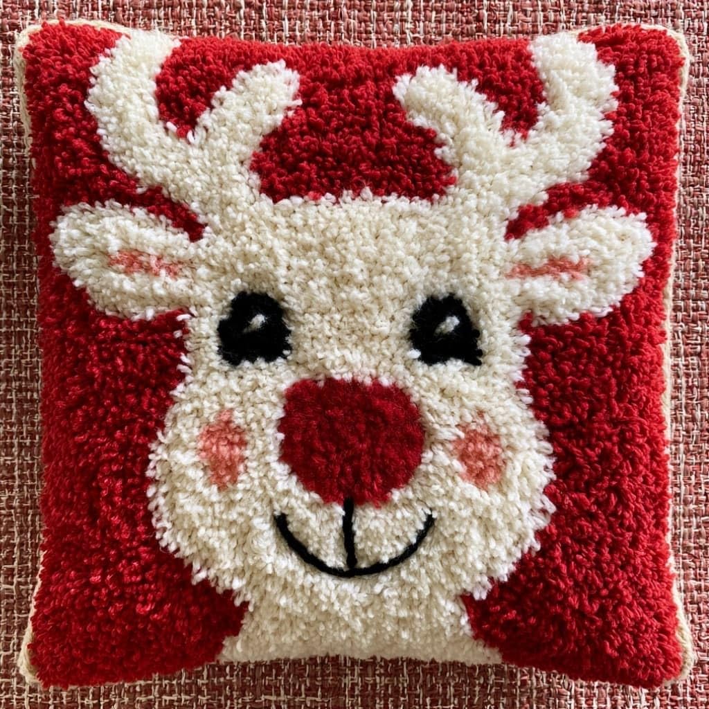 Taxpy Latch Hook Cushion Kit for Beginners Reindeer