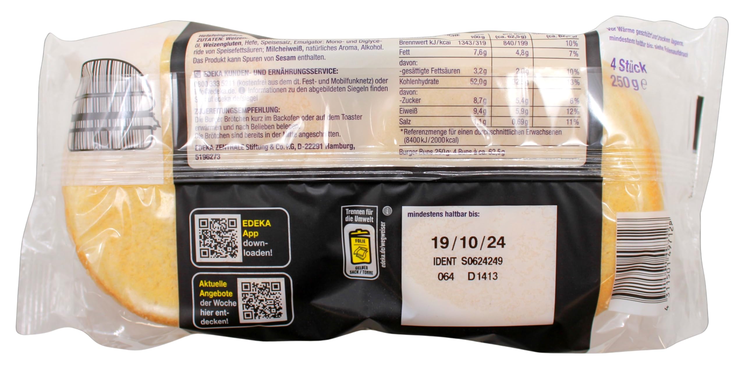 Herzstücke Brioche Burger Buns, 9er Pack (9 x 250g)