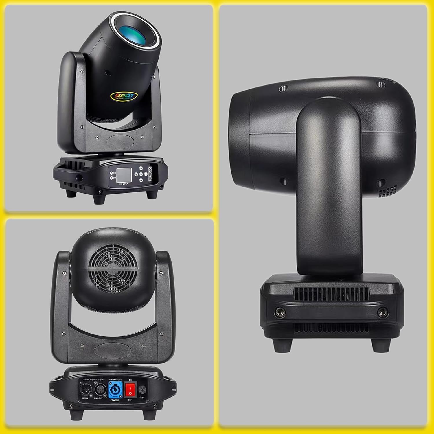 Multiple views of the YUER LED Moving Head Light