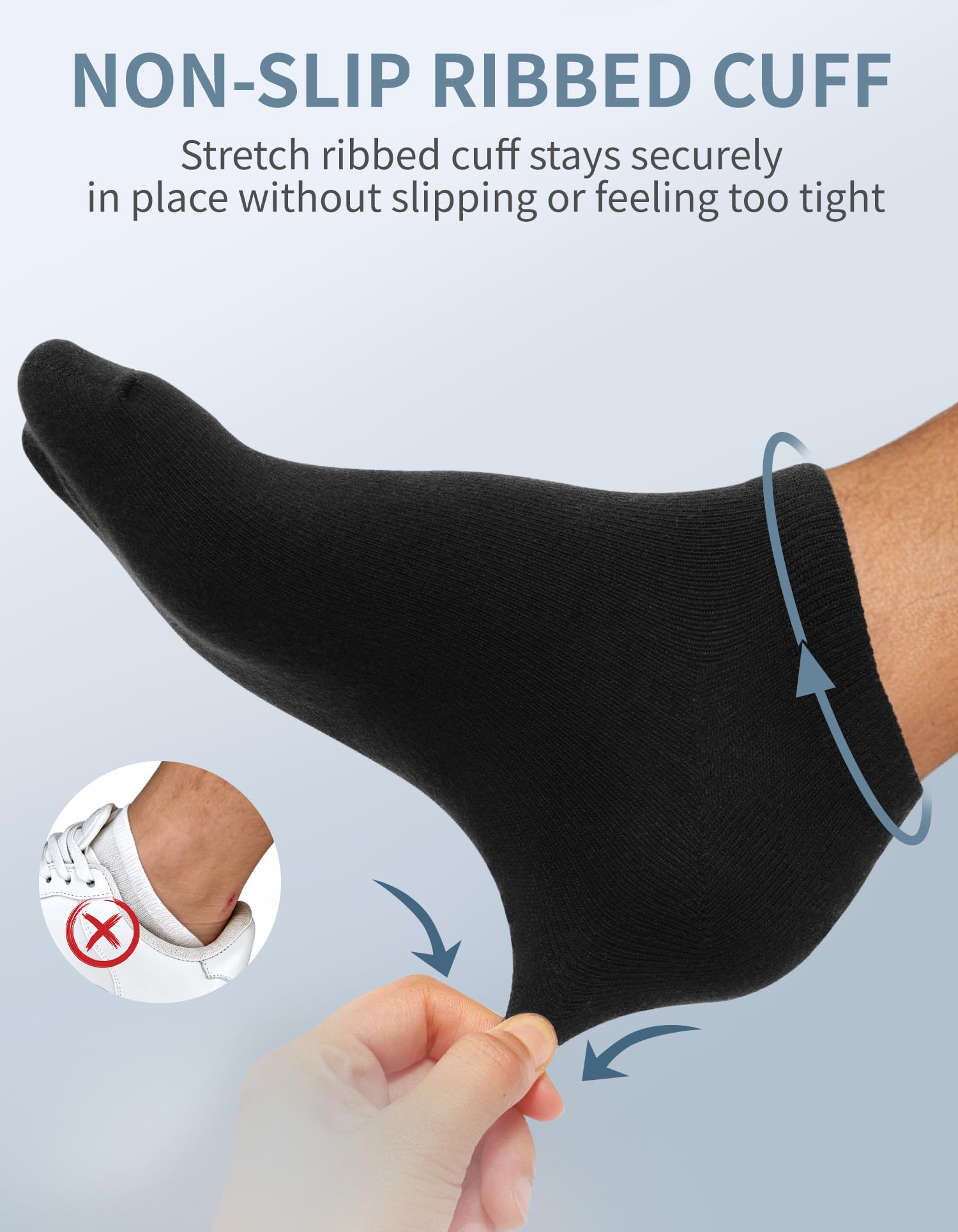 CLOSEMATE Calcetines Tobilleros Hombre Mujer de Algodón 5 o 10 pares Transpirables Suaves Cómodos Verano Cortos Bajos Blanco Negro