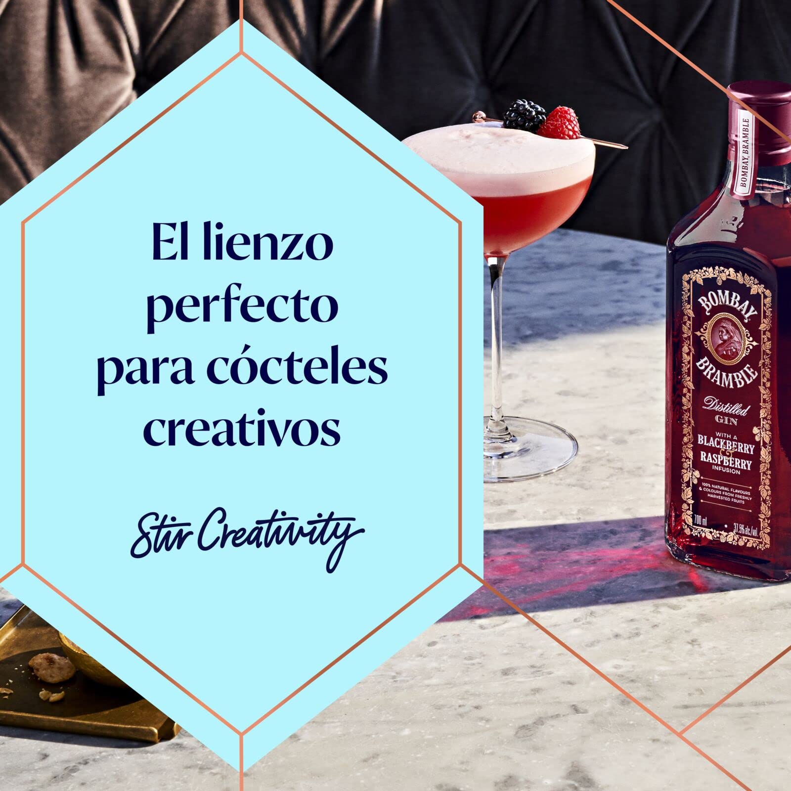Bombay Bramble Distilled Premium, 37,5% vol., 70 cl / 700 ml, Blackberry & Rasberry Flavoured Gin, Ginebra de sabor y color 100% naturales procedentes de moras y frambuesas recién recogidas