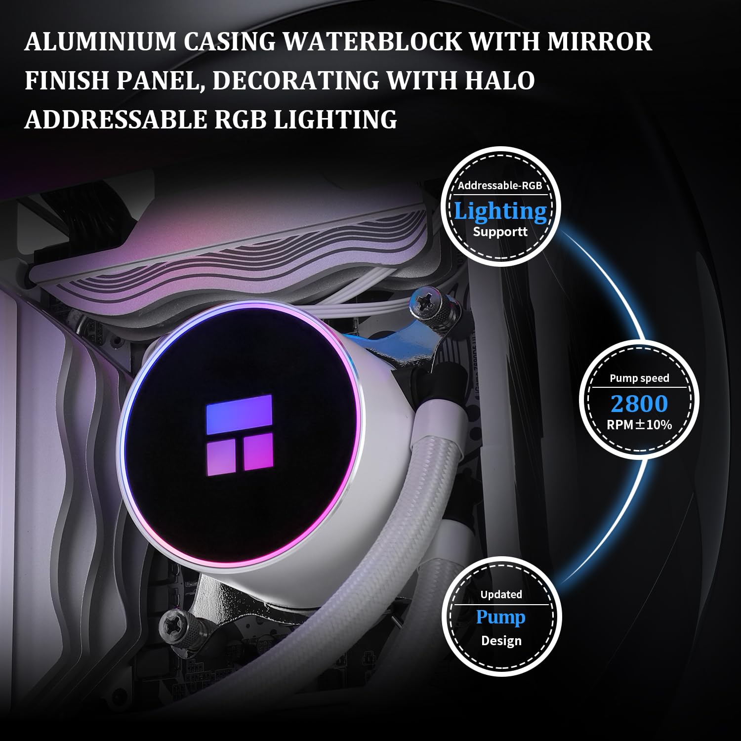 TR FM Blanco ARGB V2 Enfriador de procesador líquido 240 filas PWM ARGB 120 mm, para AMD/AM4/AM5 Intel LGA1150/1151/1200/2011/1700/1851