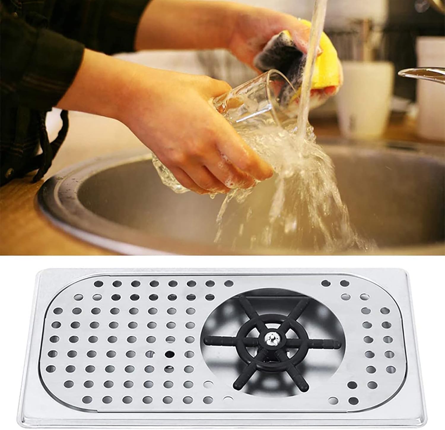 High-Pressure Cup Washer Automatic Cup Washer Embedded in The Bar Sink Commercial Coffee Shop Desktop Press Cup Washer for Kitchen Accessories