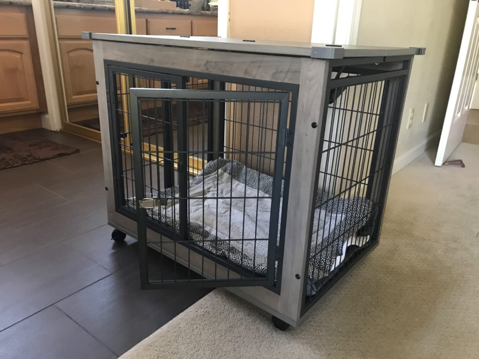 48/mo Finance IchbinGo Dog Crate Furniture, Wooden Dog Crate Table