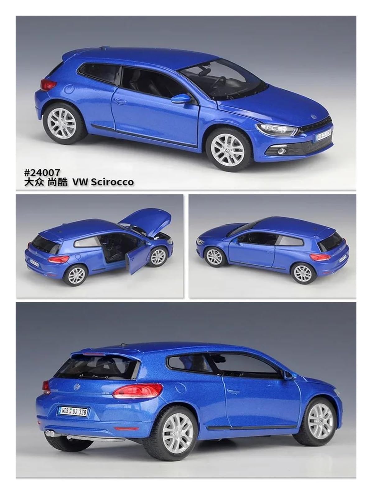 Metallo Scala Replica 1 24 per Volkswagen Scirocco Sports Car Die Cast Alloy Model Home Decor Series Hobby Veicoli Giochi Set