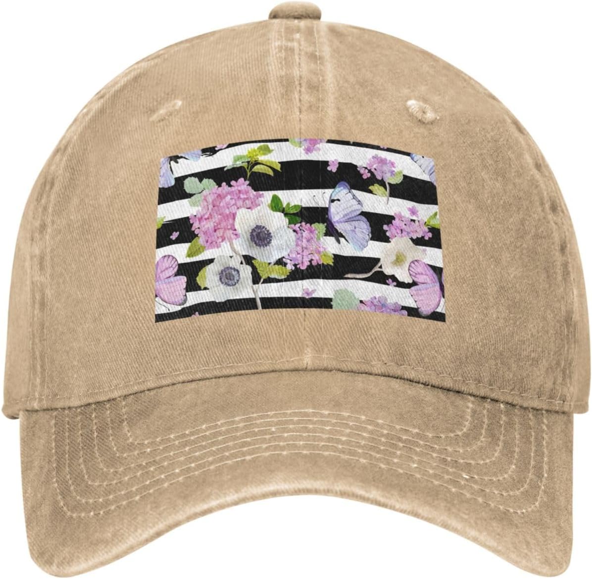 Flower Butterfly1 Print Cowboy Hat Personalized Baseball Cap Fashion Hat Cap Funny Gifts for Women Men Natural