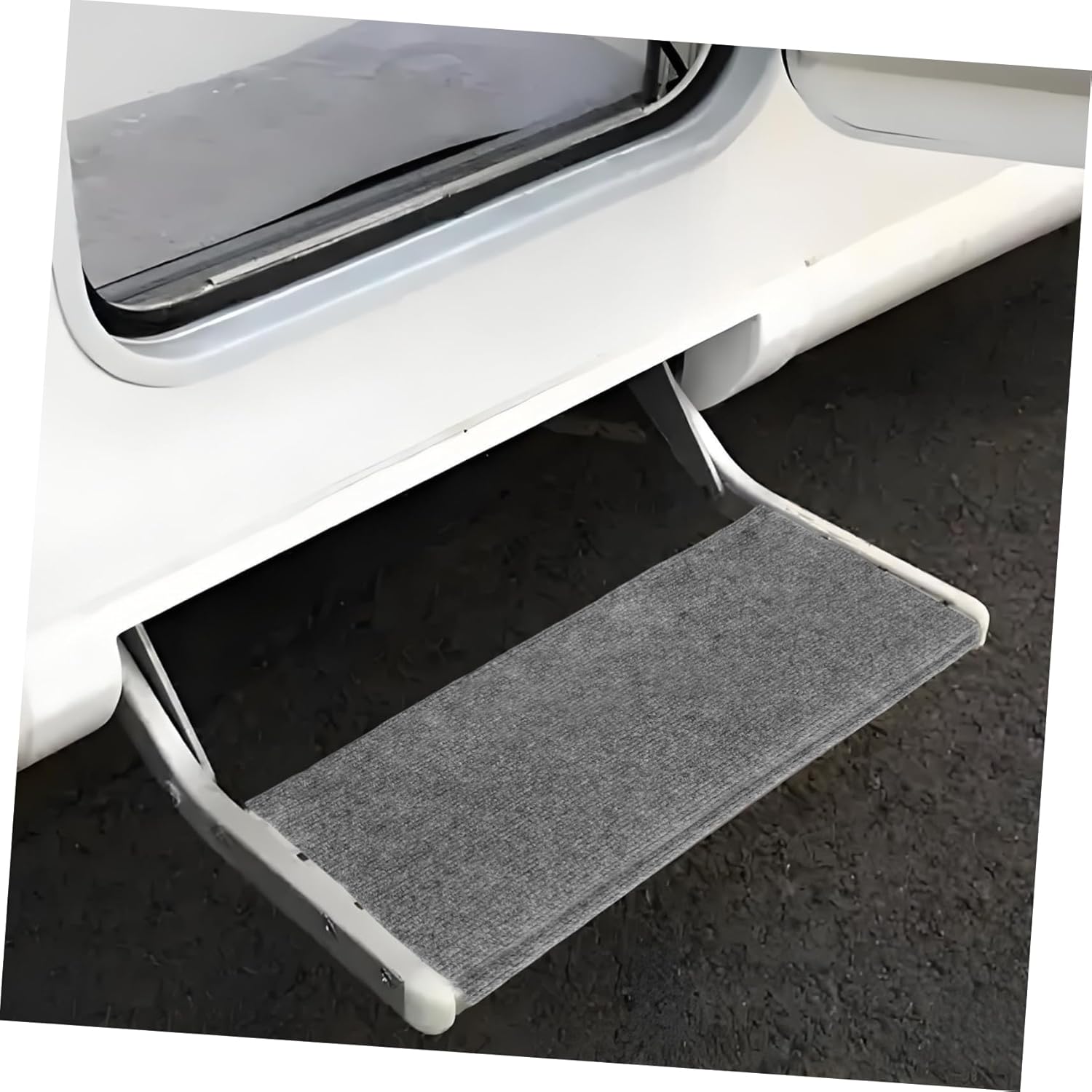 3pcs Rv Step Mats Non-Slip Carpet Covers Anti-Slip Runners for Camper Stairs Durable Grey Protection with Springs for Various Rv Steps