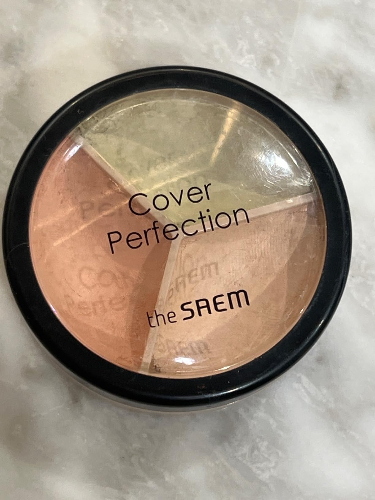 THESAEM Cover Perfection Triple Pot Concealer - 03 Correct Up Beige for Red Tone & Dark Circles - 3-Color Multi Concealer Palette for Light Skin Tones 13-21 - Korean Makeup with Sweet Almond Oil