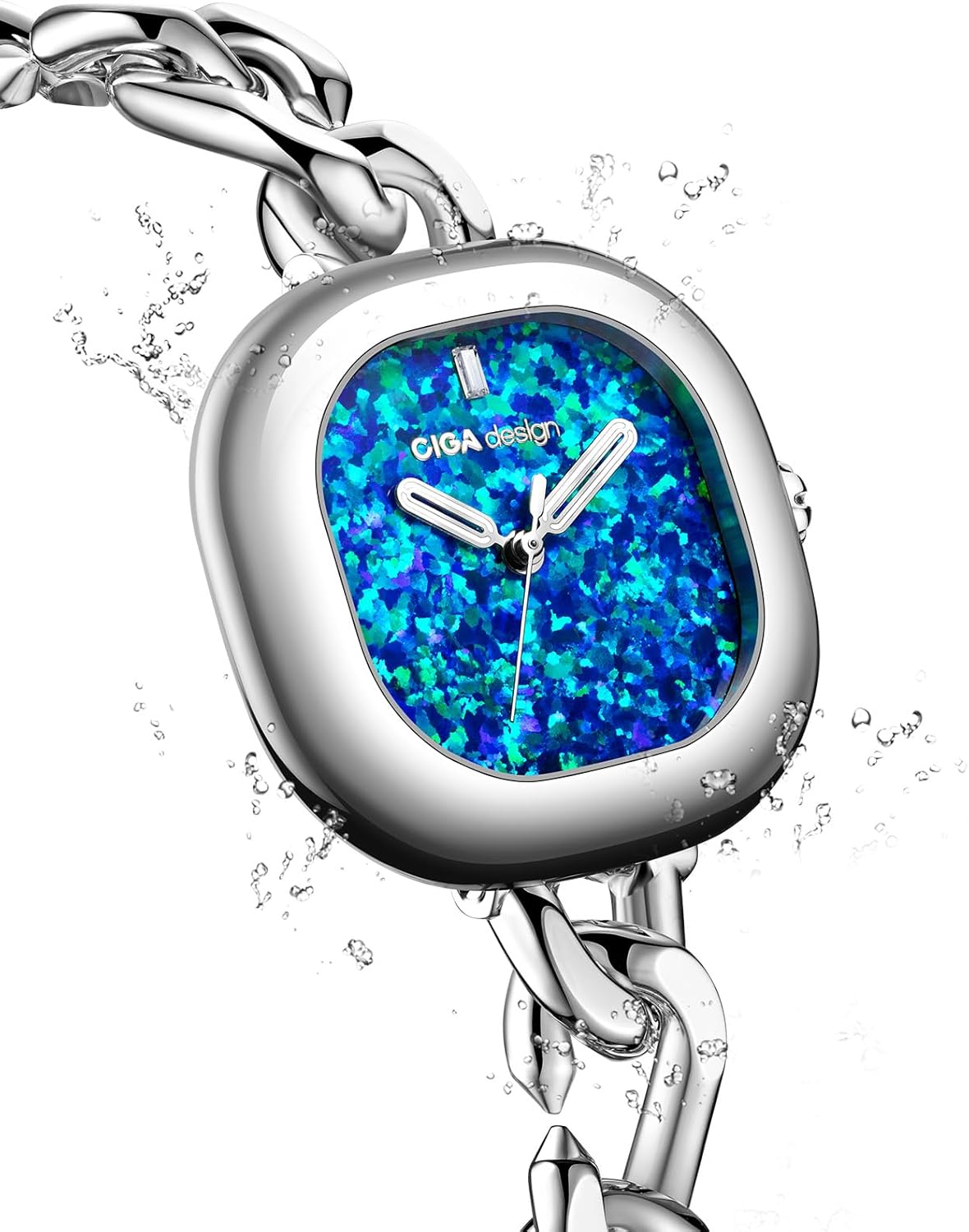 CIGA Design Watches for Women Aglaia Collection Quartz Watch, Gem-Set Bezel, Elegant Mother-of-Pearl Dial, Refined Leather Strap with Buckle for Women Watch - Image 4