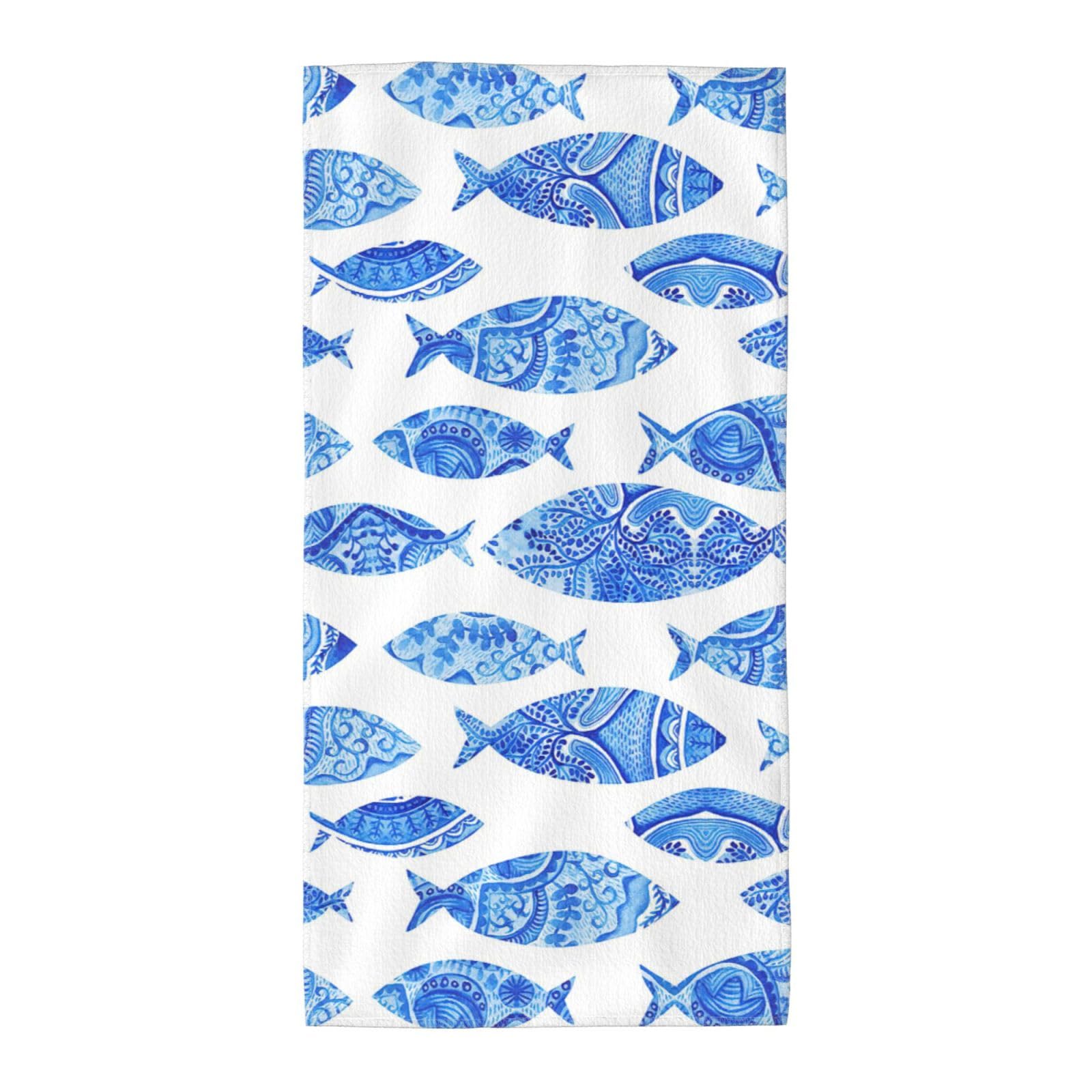 Cbaaghh Fish Painting Print Towel, Towels Thick Face Towels Fast Drying Washcloth For Bath, Spa, Gym