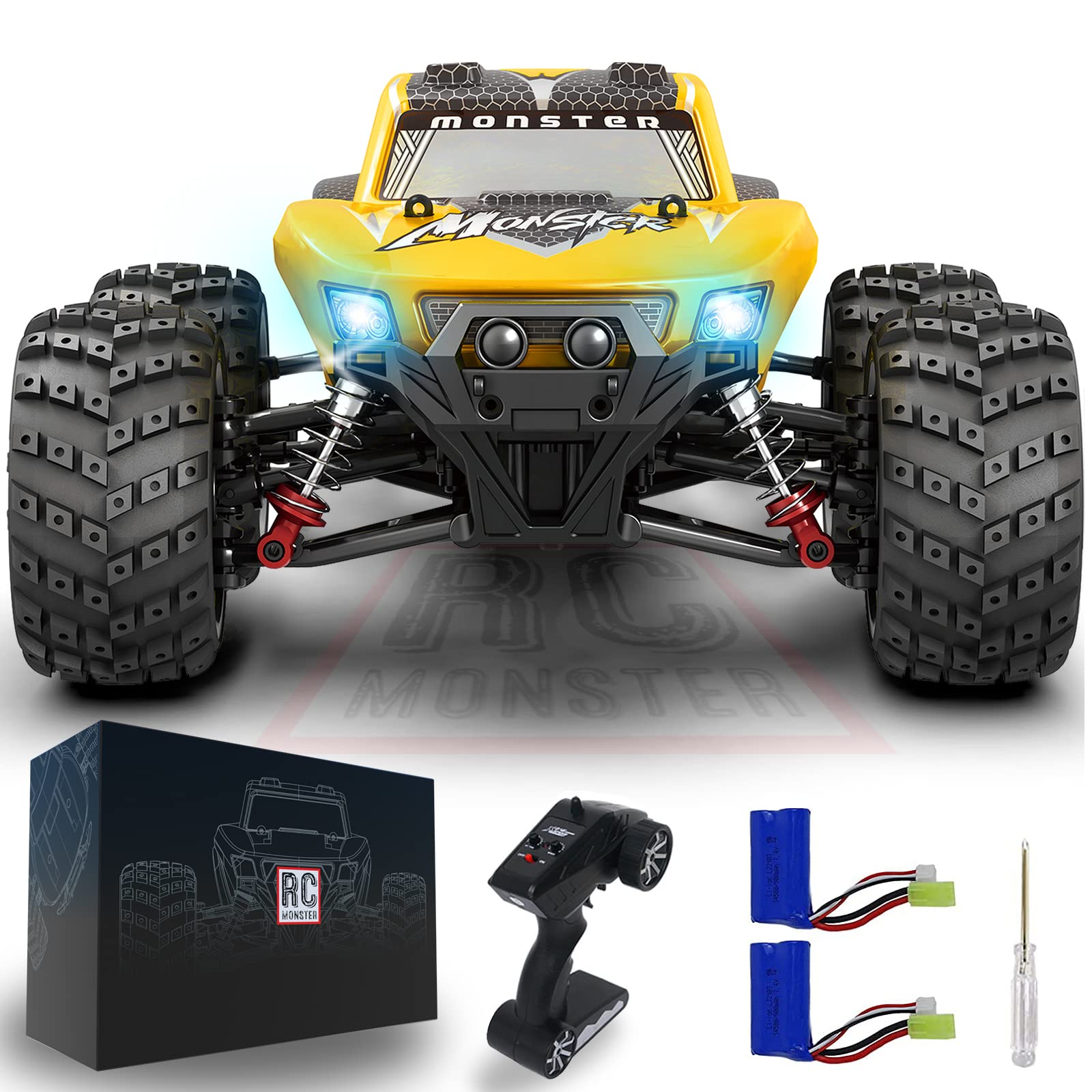 RC MONSTER RC Truck Hobby Grade 1:16 RC Cars, RC Cars for adults 60KM/H 390 Brushed Motor High Speed
