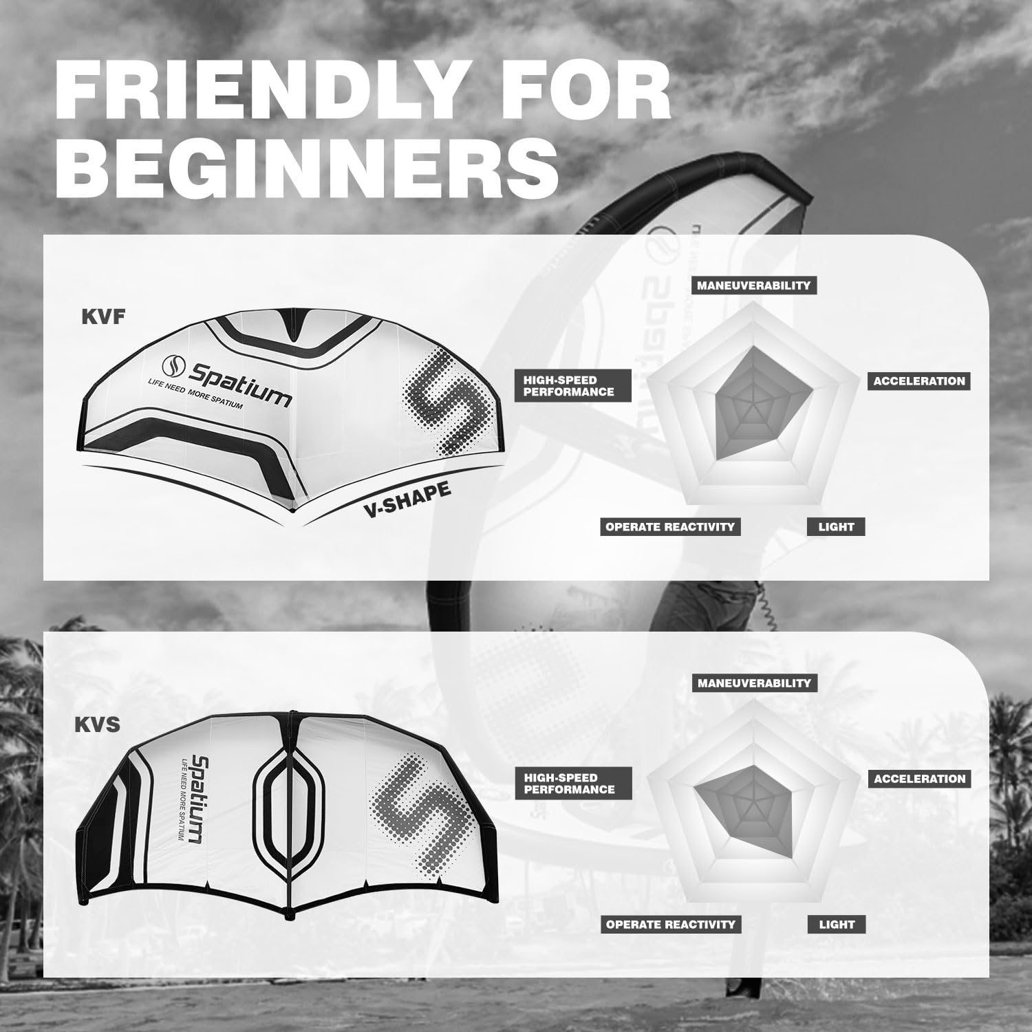 Spatium Inflable Windsurfing Wing Foil con Accesorios Bomba de Inflado, Mochila, Kit de Reparación Gris Claro Wing Kite de Tabla de Surf 5m²