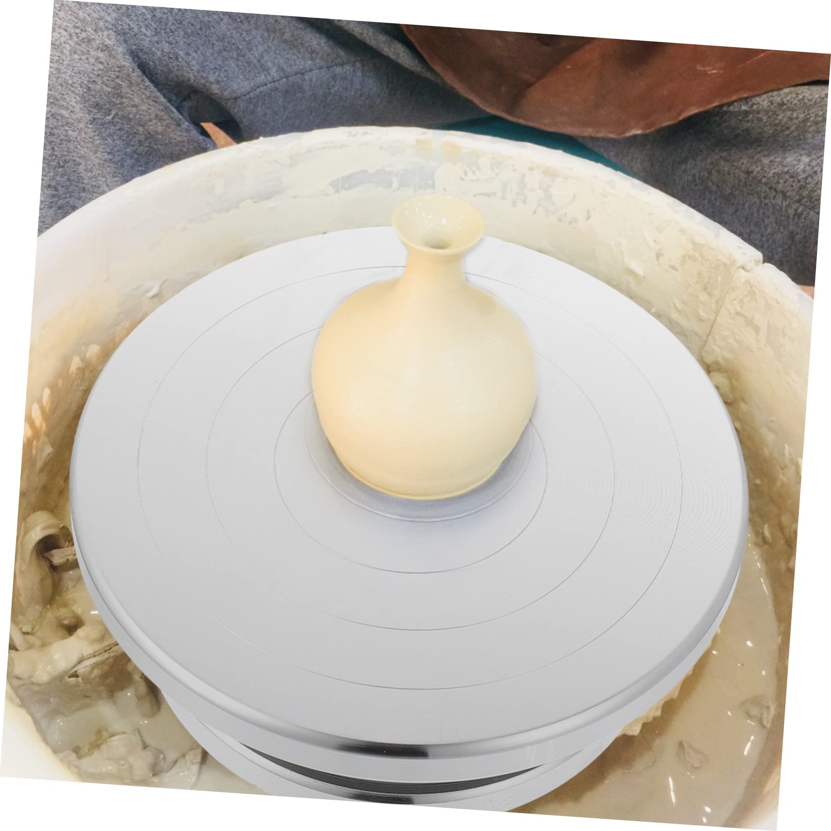 Tornio per Ceramica in Lega di Alluminio, Piattaforma Rotante Manuale | Argento, Semplice Operazione, per Clay Crafts Making, Attrezzi per Ceramica, Piatto Girevole per Argilla