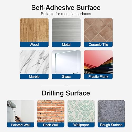 Miniatura 6 de Soporte para toallas de papel, autoadhesivo o perforado, soporte para toallas de papel blanco montado en la pared para cocina, soporte para rollo de