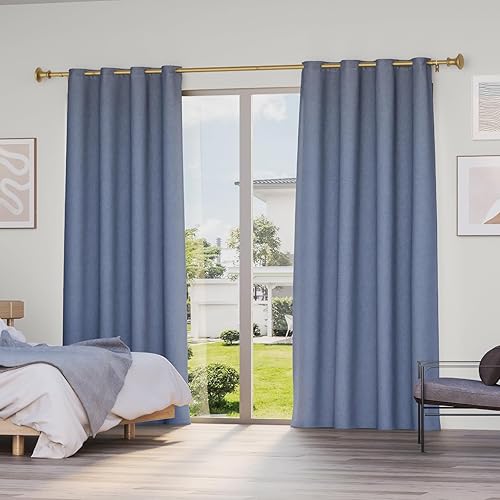 Miniatura 6 de Barras de cortina para ventanas de 66 a 120 pulgadas, barra de cortina negra de 1 pulgada de diámetro con remates decorativos, barra de cortina de