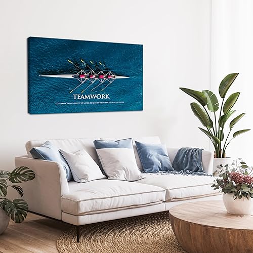 Miniatura 4 de KLVOS Lienzo inspirador para el éxito de trabajo en equipo, arte para la pared, con marco motivacional, autopositivo, para oficina, galería, arte