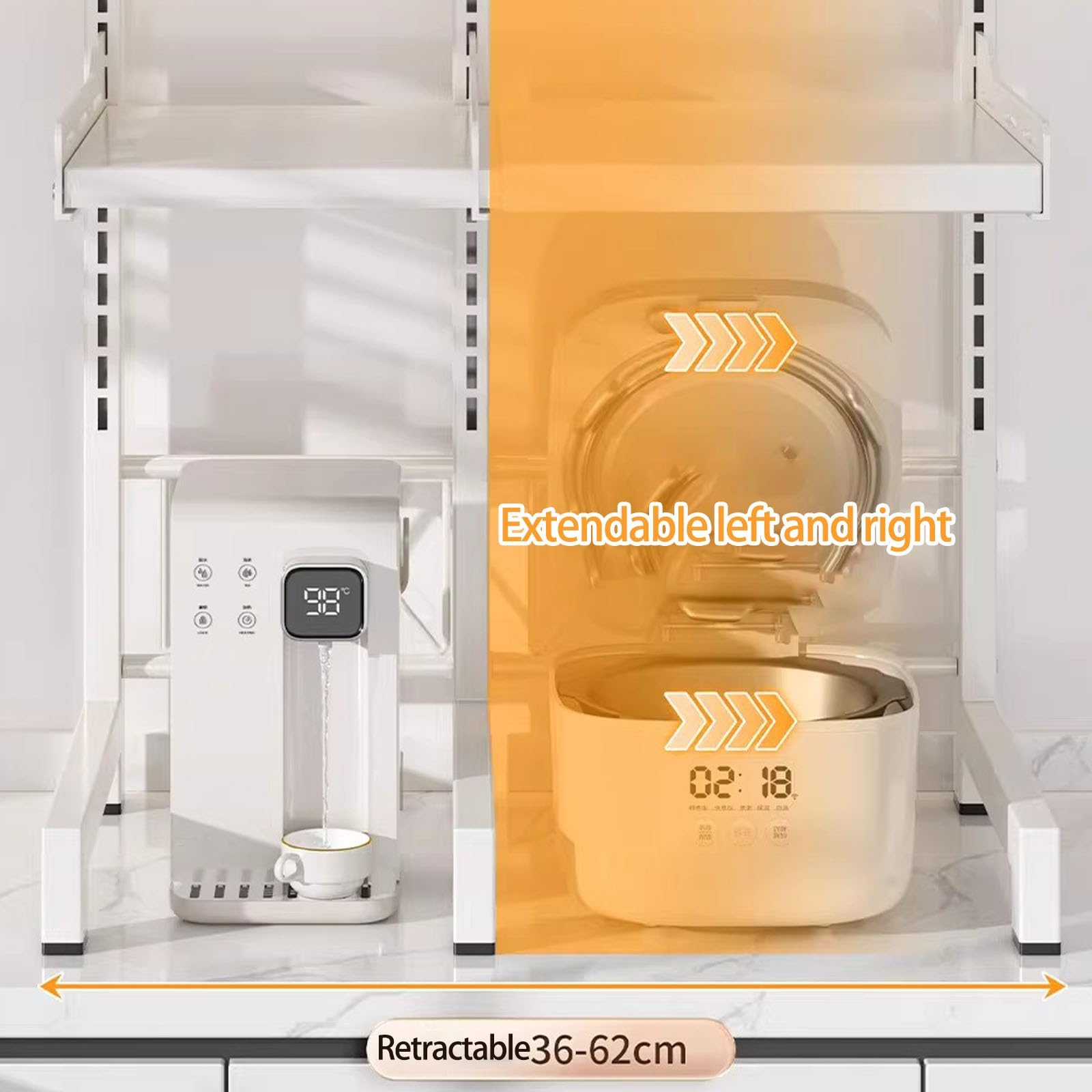 Scaffale da cucina espandibile a 3 livelli nd - Scaffale salvaspazio da cucina, versatile ripiano Sto per cucina Cact e forno a fette