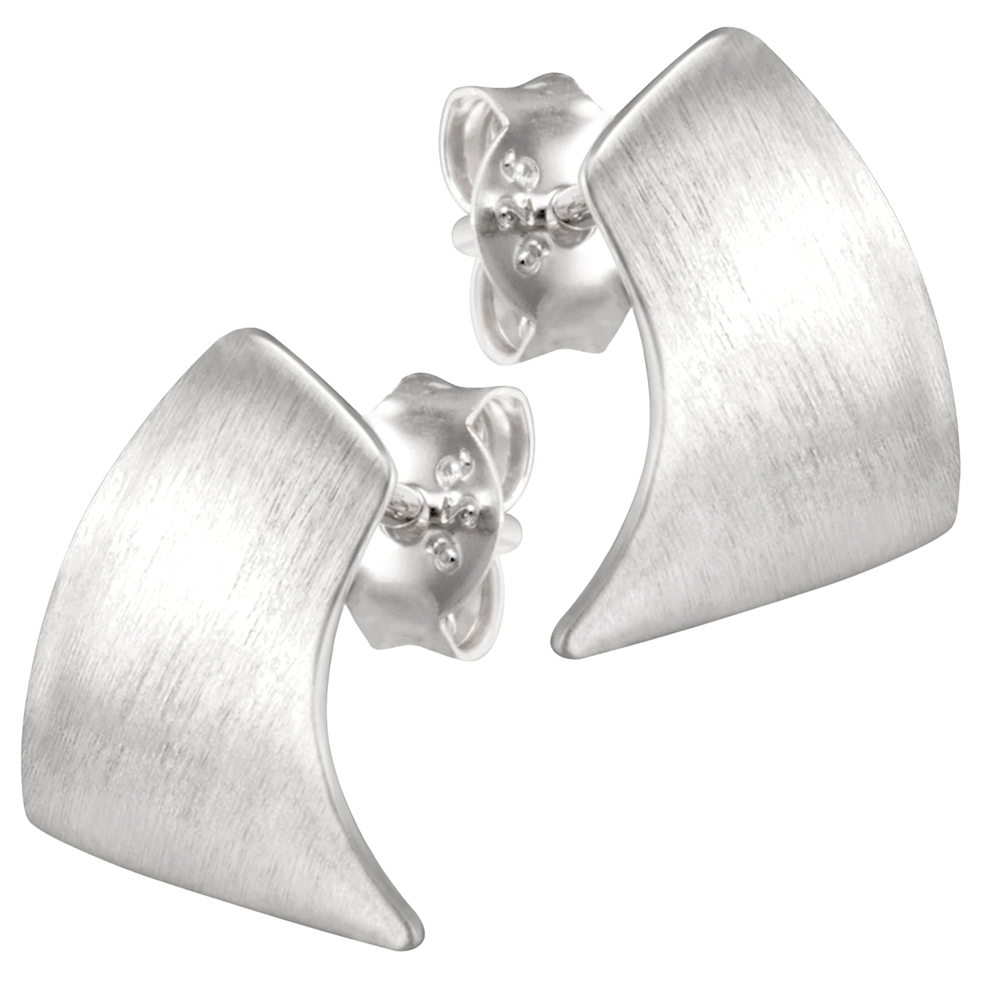 Vinani Damen Ohrstecker 925 Silber - Rechteck geschwungen mattiert - Ohrring Set aus 925 Sterling Silber für Frauen - OACM