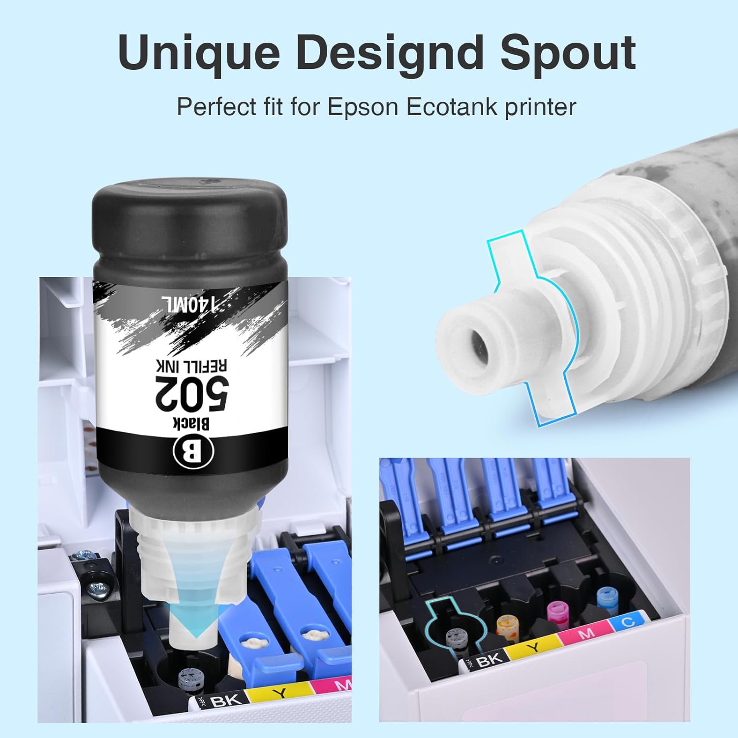 Compatible 542 Ink Refill Bottles 6 Pack Replacement for 542 Ink Refill Bottles Use with EcoTank Pro ET-5150 ET-5170 ET-5800 Ink Refill ET-5180 ET-5850 ET-5880 ET-16600 ET-16650 Printer