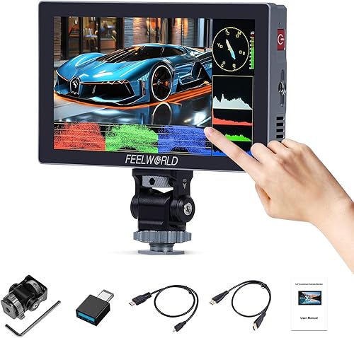 FEELWORLD P6X Monitor de pantalla táctil de campo de cámara 5.5 pulgadas 1000 Nit con carcasa de aluminio 1920x1080 IPS 9:16 Maker HDMI2.0 3D LUT