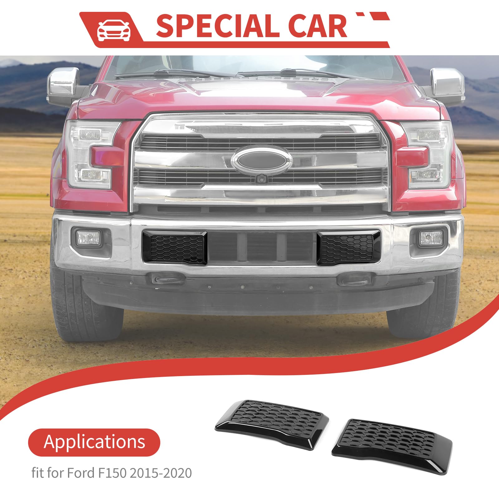 Front Bumper Guards Pads Insert Panel fit for Ford F150 2015-2020 Front Bumper Guards Protector,Black