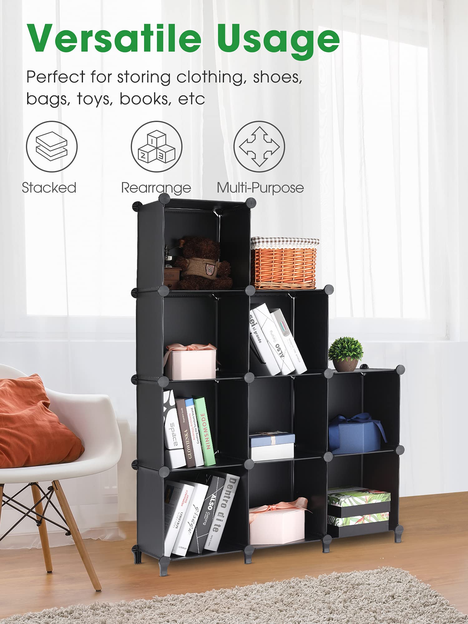 Puroma Cube Storage Organizer 9Cube Closet Storage Shelves with Wooden