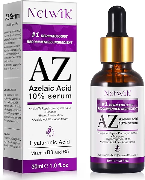 Azelaic Acid Serum - Azelaic Acid 10% for Acne Treatment - Fast Rosacea Skin Care - Redness Relief Face and Boost Skin Radiance with Niacinamide & Vitamin B3, B5 and Hyaluronic Acid, 1 Fl Oz