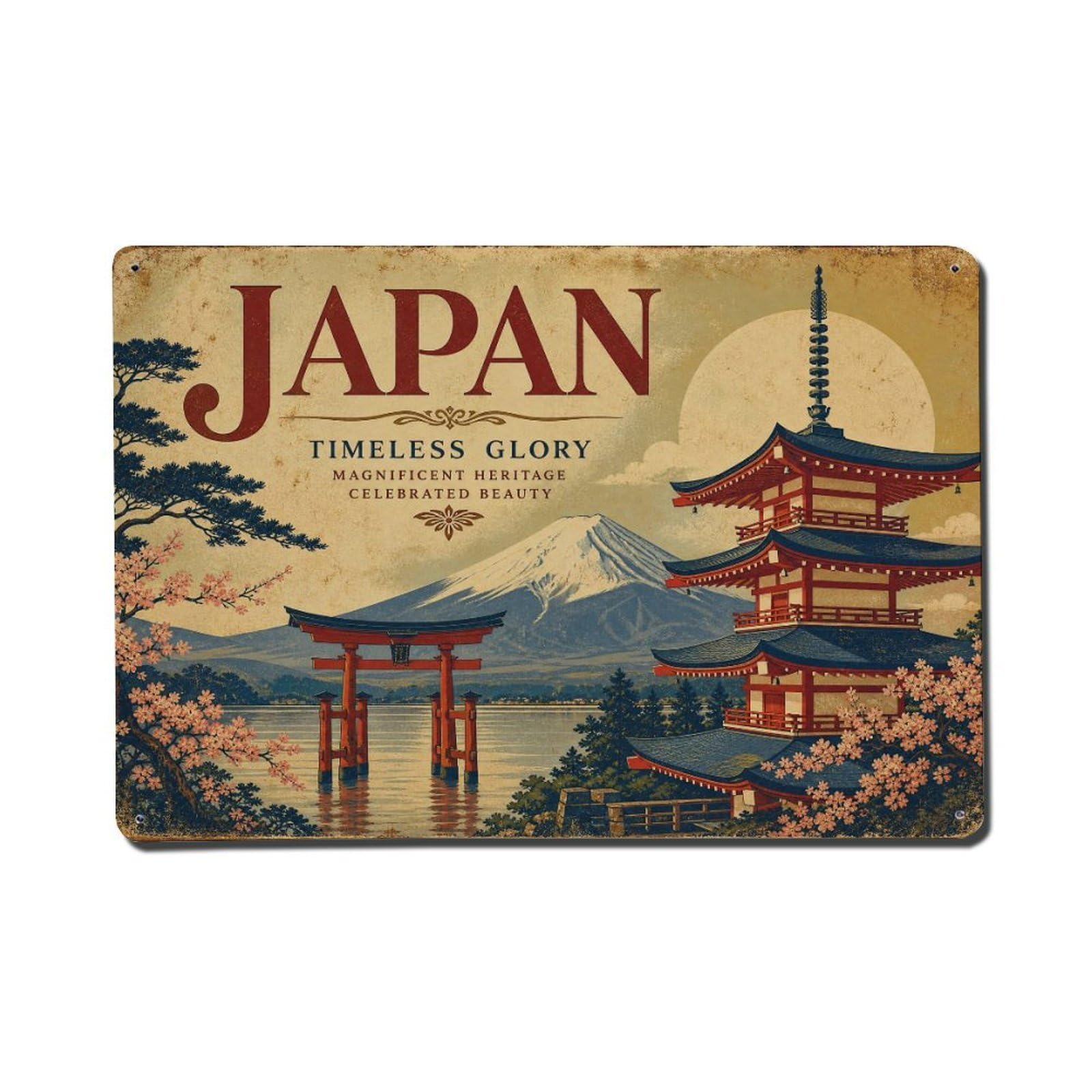 Huiyhb 8X12inch(20X30cm) Vintage Travel Japan Glory Metal Tin Sign