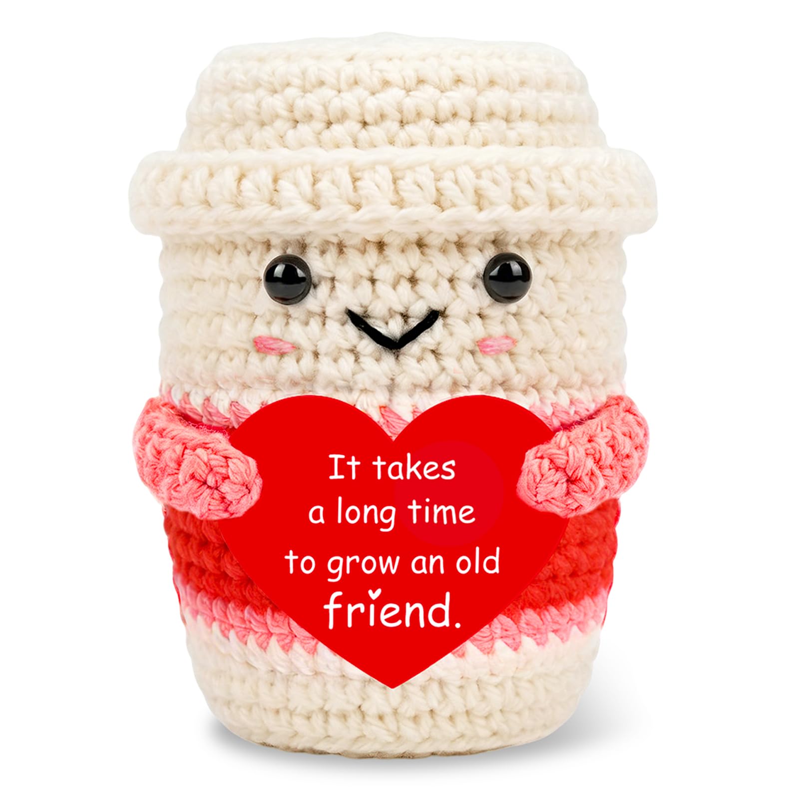 Friendship For Women Espresso Emotional Support Crochet Coffee Cup Cute Stuff Personalised Retirement,Galentines,Christmas,Birthday Gift For Special Friends,Work Bestie,Colleague Desk Decorative Home