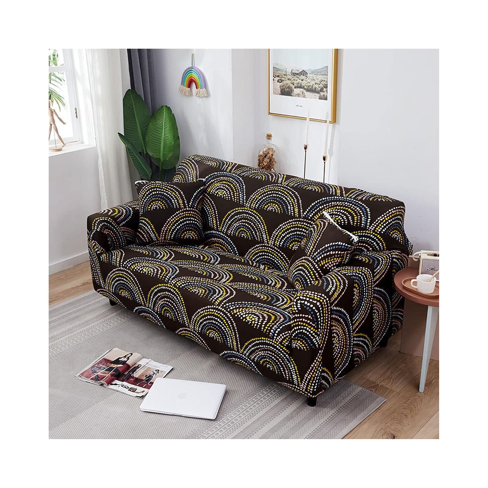Revêtement de canapé 190-230CM en éventail extensible pour sofa 3 places