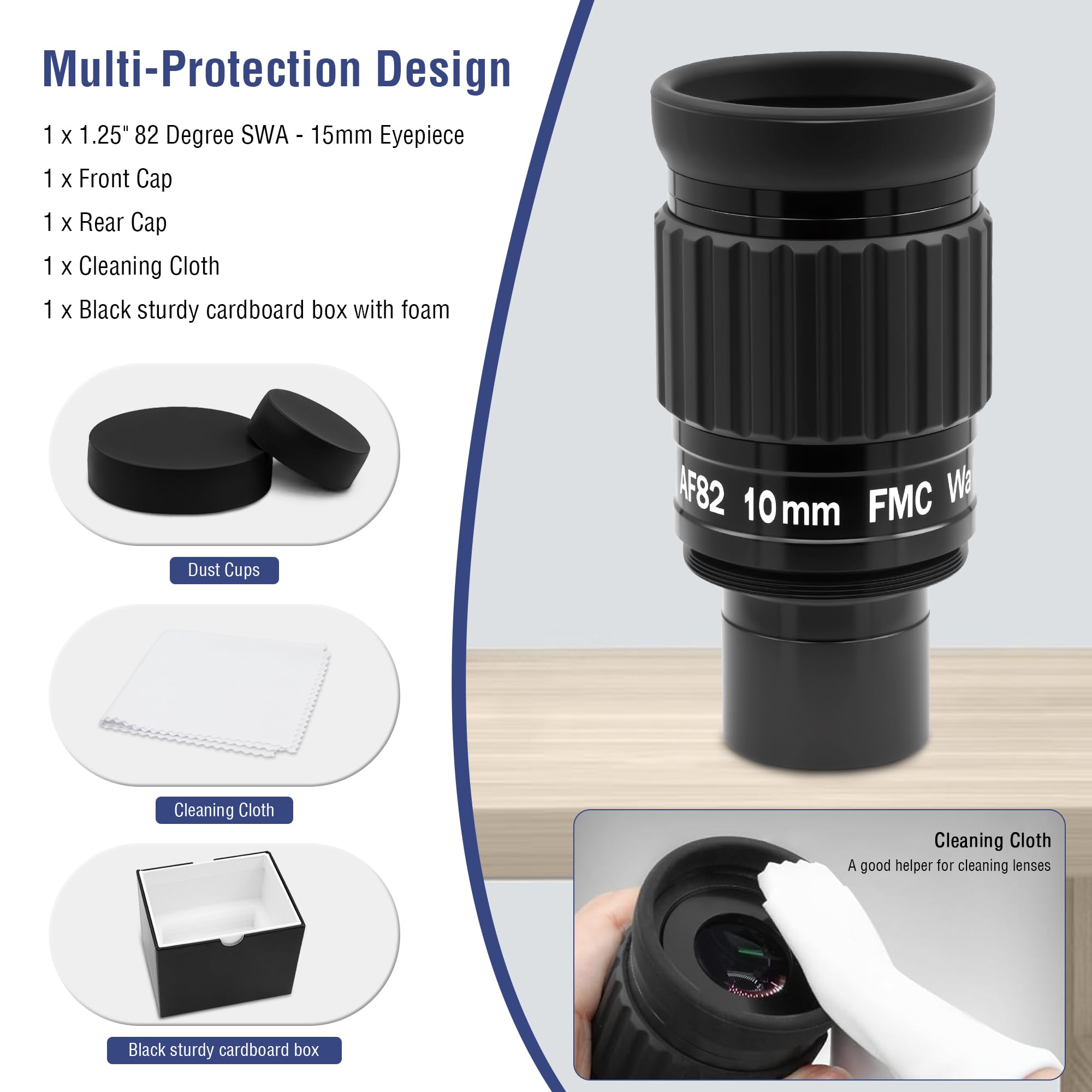 astromania 1,25 "-82 Grado swa-10 mm Compacto Ocular, Resistente al Agua y Niebla – Permite a Cualquier Agua Entrar en el Interior y Disfrutar de una Vista