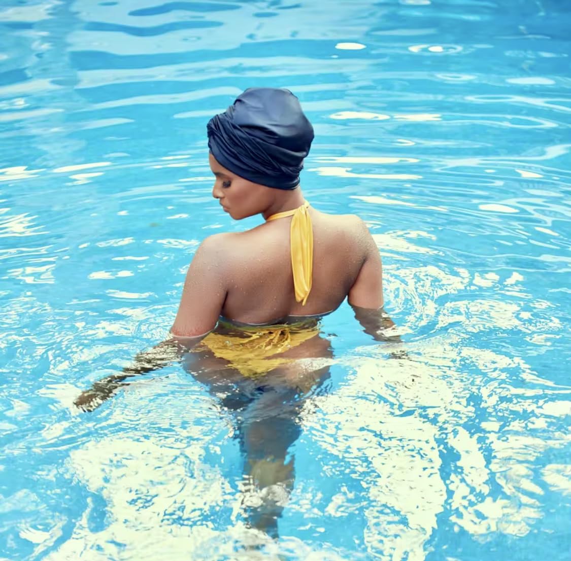 Wasserdichter Schwimmturban, hält das Haar trocken, natürlicher Haarschutz, Schwimmbäder, Salzwasser, UV-Strahlen, rutschfest, Badekappe, Badekappe, Silikon