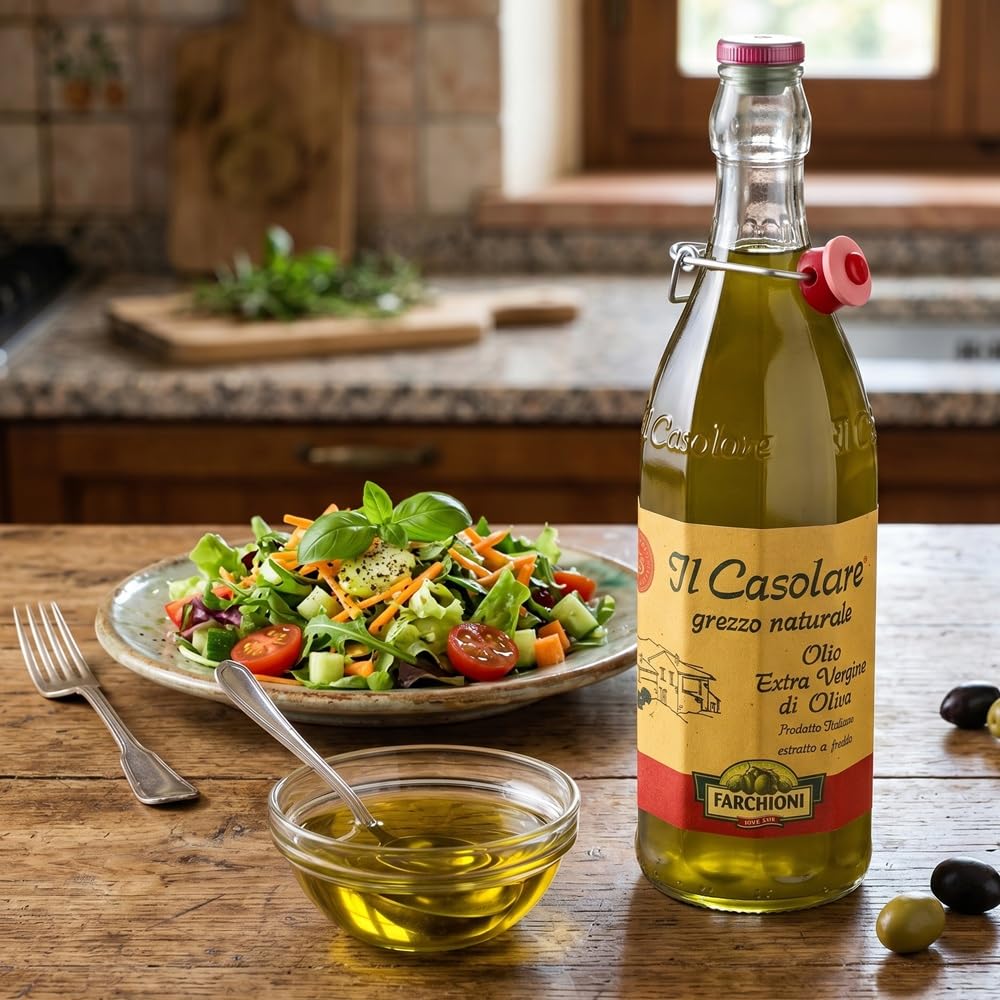 Farchioni Il Casolare - Fruttato Intenso Saveur - Huile d'Olive Extra Vierge (1 Litre) | Non Filtré et Pressé à Froid | Non Filtré et Pressé à Froid