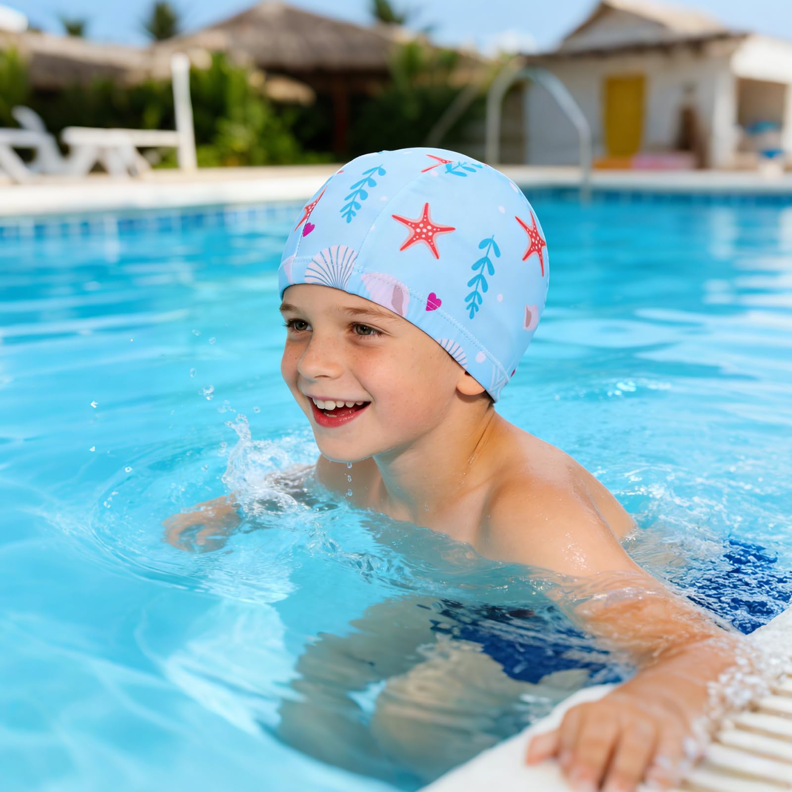 Gorro Natación Niños Niñas 1-8 Años Unisex Infantil Tejido Elástico Suave Resistente Protege Cabello Orejas Agua Pack 4