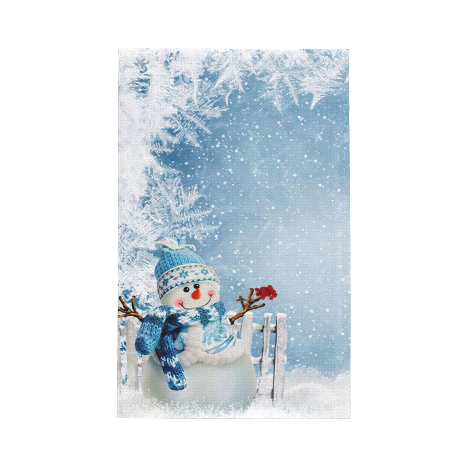 XXahnbm Christmas Snowman Print Waffle Kitchen Towel,Absorbent Hand Towel