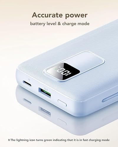 Miniatura 8 de charmast Cargador portátil de 20000 mAh con cables integrados y enchufe de pared, cargador de batería USB C de 20 W, batería de carga rápida,